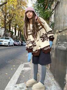 质感天鹅绒高腰A字迷你裙，小众设计，深灰色 - 灰色 - 查看 3