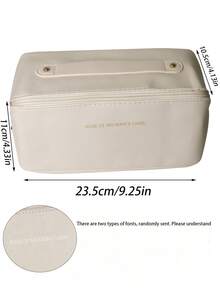 1pc Leather Cosmetic Bag, Minimalist Portable Handheld Makeup Bag, Elegant Travel Makeup Organizer, Dirt-Resistant - Milky White - View 9