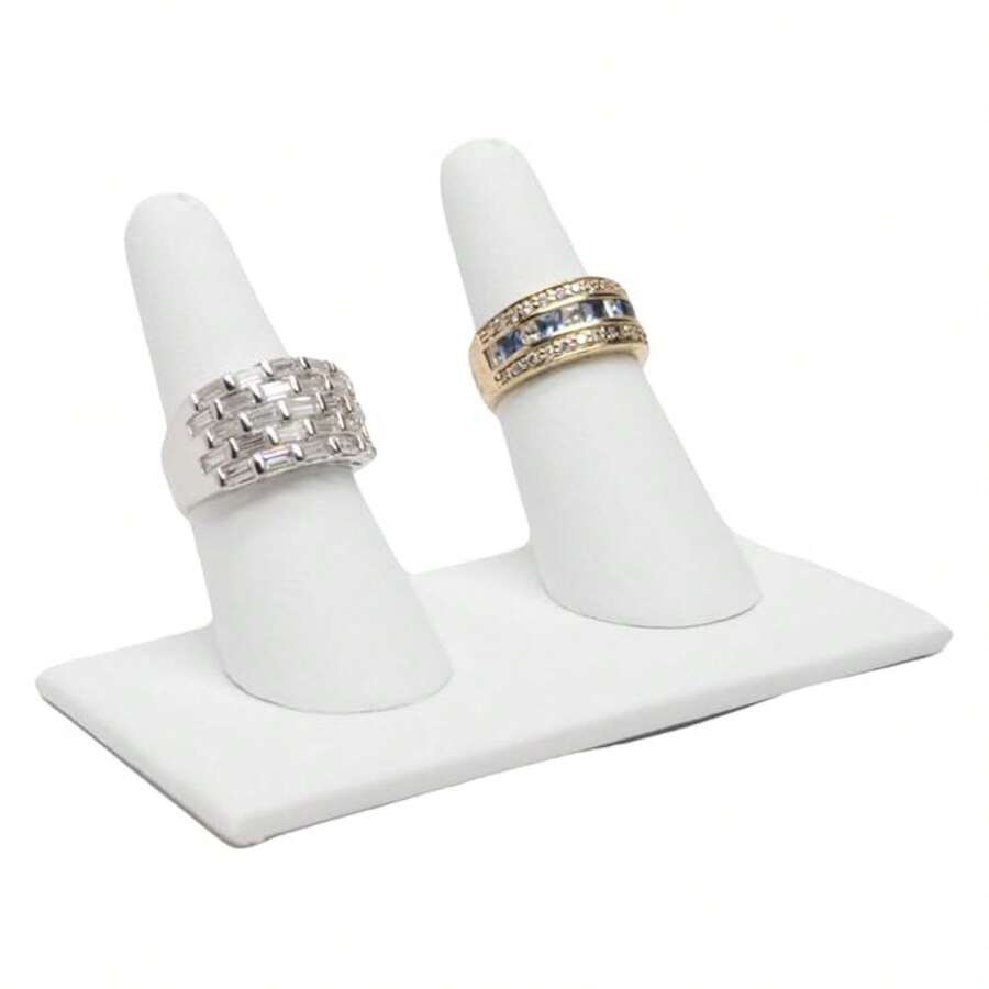 Box White Leatherette Jewelry Ring Finger Display3.62x2.12x2.25 Inches With Square Base - Ring Holder Organizerfor Selling Or Personal Use - Display Stands For Rings - Multicolor 784 - View 1