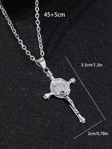 1pc Unisex Luxury Copper Zirconia Punk Style, Multi-Style Cross Pendant Religious Necklace, Minimalist Hollow Cross Necklace, Adjustable Chain Length, Suitable For Gatherings, Parties, Holidays, New Year Jewelry Gift - Multicolor - View 16