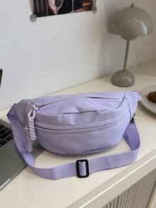 时尚尼龙斜挎包，纯色单肩包，女士休闲单肩包，适合户外运动