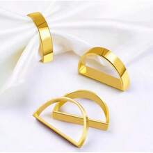 Juego de 8 piezas/12 piezas de anillos para servilletas dorados, anillos para servilletas de metal semicirculares, para decoración de mesa, portaservilletas modernos, adecuados para mesa de comedor, boda, banquete, fiesta - Dorado - Ver 4
