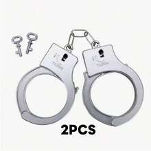Realistic Silver Plastic Handcuffs - Realistic Costume Accessory Without Batteries, Suitable For Halloween Parties, Events And Role-Playing - Lightweight And Easy To Use