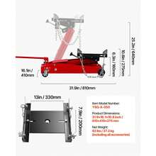 Gato de piso de perfil bajo , gato de transmisión de 1000 lb con ruedas delanteras de 360° - Rojo - Ver 7