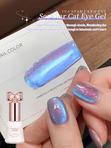 SHANGFEIYA 10毫升闪光猫咪磁性凝胶指甲油，彩色半永久星空图案，适用于全息猫眼沙龙美甲和美甲DIY在家使用。