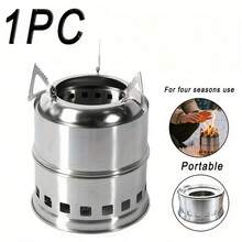 户外迷你便携式露营炉，小巧紧凑，不锈钢材质，柴火燃烧——是户外露营、取暖和烹饪的理想之选，专为您的下一次探险而设计。适用于户外露营、徒步旅行、探险、野外生存、狩猎和钓鱼——可用于户外烹饪和应急餐食。四季皆宜。 - 彩色 - 查看 5