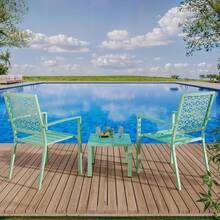 Verde Claro Juego de 3 Piezas para Bistro con Mesa de Café, para Patio y Balcón - Verde - Ver 7