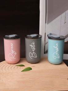 1pc Customized Stainless Steel Insulated Tumbler - Double Wall Vacuum Sealed Coffee Cup With Personalized Name Option, Cold Drink Cup | Elegant Matte Finish | Double Wall Insulation, Coffee Cup, Reusable, Multipurpose, Decorative, Fashionable, Refined, High Quality, Customized, Personalized, Unique, Suitable For Him, Her, Girlfriend, Boyfriend, Dad, Mom, Family, Friends, Son, Daughter, Student, Worker, Kids, Office, Tea Room, School, Home Use - Multicolor - View 3