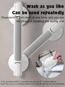 No Drill Bathroom Grab Bar, Anti-Slip Bathtub Handle, High Strength Plastic Material, Suitable For Bathroom, Kitchen, Living Room - Prevent Elderly Falls, Easy Installation On Tile, Glass, Hard Plastic Surfaces - For Elderly And Disabled, Bathroom Safety Handrail, Provide Support For Seniors, Stylish Design - Multicolor - View 3