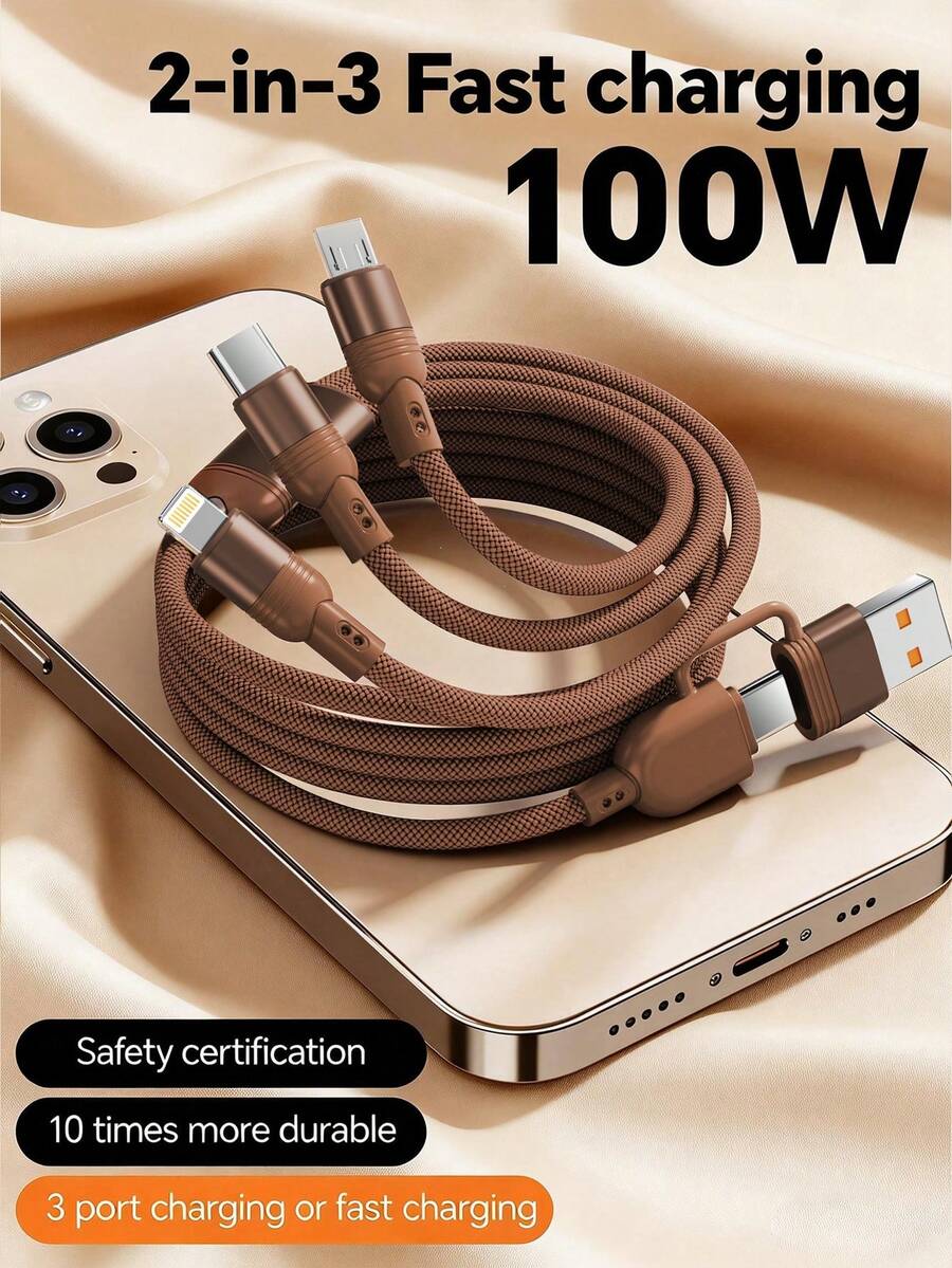 100W(MAX) Fast Charging Cable, USB To Lightning Data Cable,Nylon Braided Charging Cable,Universal Charger,Portable Charger Compatible With Iphone.Compatible With Iphone 16/15/14/13/12/11/ S24/S23/S22/S21, Vivo,Compatible With Huawei,Compatible With Xiaomi,Universal Efficient Charging Adapter