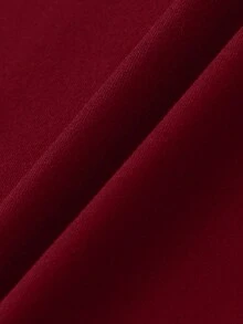 EARO 优雅春夏连衣裙，女士黑色修身长款针织连衣裙，半高领短袖侧开衩正式礼服，派对装扮，优雅连衣裙 - 酒紅色 - 查看 4