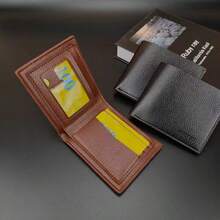 Men's Solid Color Slim Wallet With Credit Card And ID Window, Bifold Design, Suitable For Teachers, Men's Gifts, Business Young People, Multi-Card Slots, Ultra-Thin And Portable, White Collar Design, Suitable For Male College Students, Office Workers, Business People, Commuters, Office And Other Occasions - Black - View 8