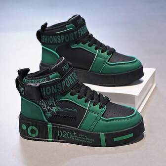 Zapatos deportivos casuales para hombre, zapatillas de moda con estampado de media caña para adolescentes