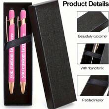 2pcs Customizable Engraved Logo/Name Multi-Function Classic Stylus Ballpoint Pen Set, Retractable, Comes With Elegant Gift Box, Black Ink Pen With Metal Accents, Suitable For Engagement, Wedding, Bridal Shower, Christmas, Valentine's Day Gifts For Her, Office Supplies, Support Company Customization [Custom Text] - Sets - View 18