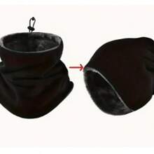 Men's Windproof And Warm Neck Warmer, Soft Fleece Lining - Breathable Winter Cycling And Outdoor Scarf, Dual-Purpose Cold Weather Accessory, Solid Color (Suitable For Cycling And Motorcycling Activities) - Hand Washable, Suitable For Winter Cycling And Outdoor Activities, Christmas, New Year's, And Valentine's Day Gift. - Black - View 4