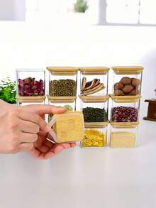 12 Piece 150ml/5oz Glass Sealed Storage Jars, Glass Spice Jar Set, Food Storage Container With Bamboo Lid, Kitchen Food Storage Jar, Perfect For Storing Tea, Coffee, Sugar, Herbs, Spices, Etc., Stackable Kitchen Organizer - 12件裝玻璃密封罐附蓋子 - 查看 2