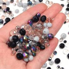 1pack Random Color Glass Bead For Women For DIY Jewelry Making - Black and White - View 6