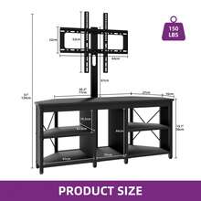 BALCONERA Corner TV Stand Cabinet With TV Bracket, LED Corner TV Unit For Up To 70 Inch TV With Mount And 5 Open Shelves - Black - View 6