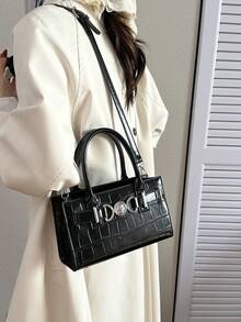 Fashionable Minimalist Handbag, Versatile Women's Bag With High-End Feel, Luxury Small Square Bag, Shoulder Bag, Unique Design - Black - View 2