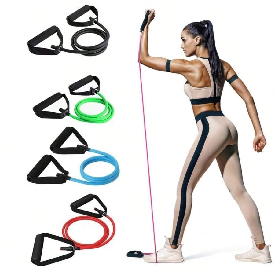 1pc Resistance Band, Portable Home Gym Accessories With Door Anchor, Handles, Carry Bag And Ankle Straps - Multicolor - View 1