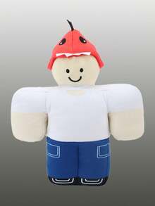 27cm/10.62in Dino Kid Plush 99 Nights In The Forest Red Hat And White Clothes Person Stuffed Animals Plushies Decorate Creative Gifts For Kids Birthday Party Home Girls Room Decor Game Collector - Blue and White - View 1