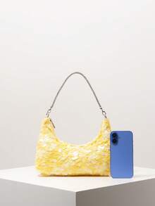 单肩包、亮片包、新娘派对包、晚礼服包、晚礼服配饰、女士手提包、婚礼用品、优雅女士包、女士礼物、情人节（随机图案） - 黃色 - 查看 3