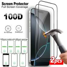 2 piezas Protector de pantalla de vidrio templado de 100D de pantalla completa, compatible con iPhone 17 Pro Max/17 Air/16e/14/15/16/16 Plus/16 Pro Max/13 Mini/12/11 Pro Max/X/XR/XS Max, antihuellas, alta definición, dureza 9H, a prueba de golpes, ajuste perfecto, compatible con funda de teléfono, alta transmitancia - 2 piezas - Ver 17