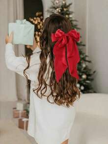 1 pezzo Fiocchi rossi per capelli da ragazza, grandi barrette per capelli con coda lunga, eleganti fermagli per capelli, accessori per capelli per feste e uso quotidiano