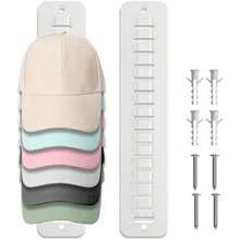 Organizador De Gorras, 2 Piezas Colgador De Gorras, Estante De Almacenamiento Montado En La Pared Para Gorra De Béisbol, 2 Métodos De Instalación, Puede Contener 32 Sombreros ()(Blanco) - Multicolor - Ver 8