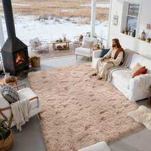 High-Pile Rug In Various Sizes, 140 X 200 Cm, Machine Washable, Available In Various Colors. Suitable For Living Rooms, Bedrooms, Dining Rooms, And Balconies. Includes Four Floor Stickers. - Camel - View 5