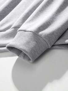 Preppy Lettering Men's Casual Street Hoodie, Drawstring Pocket, Slogan Print, Spring/Autumn, Long Sleeve TopLoose And Comfortable,Casual And Easy-Goin,Valentine's Day Hoodie For Couples,New Years Outfit Women - 灰色 - 查看 3