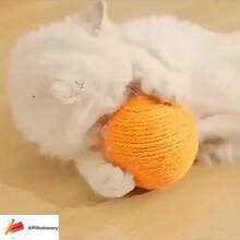 Sisal Cat Toy Ball: A Durable, Bite-Resistant Ball That Makes Squeaky Sounds, Allowing Cats To Entertain Themselves, Relax, And Clean Their Teeth. Cat Supplies, Fun DIY Cat Toy. - Multicolor - View 10