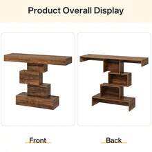 Tribesigns Mesa consola, 108 x 30 x 80 cm, mesa de recibidor con base de diseño llamativo, mesa auxiliar estrecha de madera, mesa de sofá para salón, recibidor, dormitorio, estilo rústico, marrón - Marrón - Ver 7