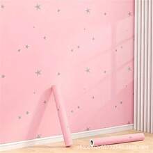 Children's Bedroom Starry Sky Wallpaper, Pink Starry Texture, Self-Adhesive Waterproof Moisture-Proof Wall Sticker, Touchable, Suitable For Room Decoration, Desks, Cabinet Doors And Other Furniture Renovation, Easy Installation, Direct Pasting. Size: 17.7 Inches X 39.3 Inches / 118.1 Inches / 196.8 Inches