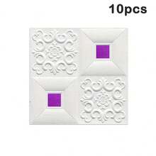 10 piezas de azulejos de techo autoadhesivos 3D - Fácil instalación, papel tapiz impermeable para cocinas, dormitorios y espacios de estar - Diseño decorativo de rayas - Multicolor - Ver 18