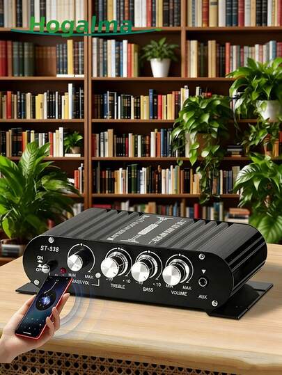 Este mini amplificador digital de 2.1 canales cuenta con un potente subwoofer y ofrece sonido estéreo de alta fidelidad. Adecuado para altavoces pasivos, ordenadores, televisores, teléfonos móviles, coches y sistemas de cine en casa, su diseño compacto y portátil lo hace ideal para música y cine en casa. Disponible en blanco y negro (se envían colores aleatorios).