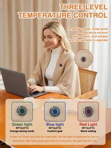 GENAI USB Heated Shawl Blanket, Soft Skin Friendly Electric Heated Throw, Wearable Heated Shawl Blanket For Home Office Travel Camping, Fast Heating Full Body Coverage, 3 Temperature, 145x80cm - Multicolor - View 4