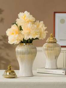 1个欧式奢华陶瓷通用花瓶，适用于家居客厅玄关、酒店桌面装饰、艺术花瓶，可用于插花、简约客厅展厅装饰、家居装饰、花瓶、中心摆件、桌面装饰，情人节特惠。 - 多色 - 查看 4