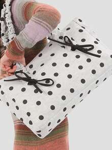 1 pieza Bolso de hombro/bolso de mano de gran capacidad minimalista con decoración de lunares y lazo, adecuado para salir, viajar, comprar, vacaciones - Multicolor - Ver 3