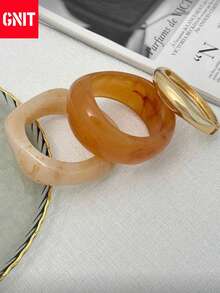 GNIT 1pc/3pcs/Set Bohemian Retro Asymmetric Wide Resin Bracelet, Luxury Daily & Party Jewelry, Gift For Women (Slight Imperfections And Color Variations In The Resin Bracelet Are Normal). Geometric Pattern Elements, Uniform Texture, Smooth Curves. - Palm Ladder - View 6