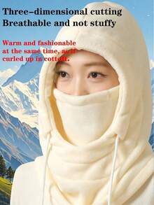 1pc Men's And Women's Universal Ski, Full Cover Scarf Neck, Suitable Warm Weather In Cold Seasons, Cycling Ski Hat, Scarf, Integrated Windproof And Cold-Proof, Thickened And Fleece Warm Cover - Multicolor - View 5