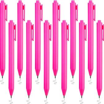 10pcs Hot Pink Retractable Gel Pens, Fine Point 0.5Mm, Smooth Writing Black Ink - Perfect For Breast Cancer Awareness, Journaling & Office Supplies