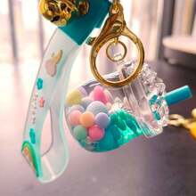 1pc Dreamy Bubble Tea Cup Keychain With Bell, Cute Girly Bag Charm