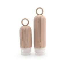 Botella dispensadora de viaje de silicona, set de botellas de almacenamiento cosmético portátil para viajes de negocios, botella dispensadora de anillo de silicona - 90 ml Rosa - Ver 8