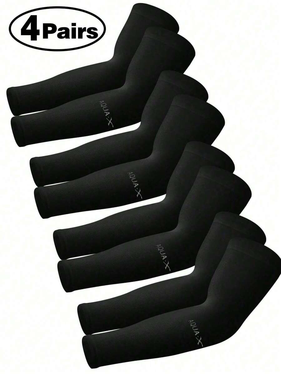 4Pairs Sun Protection Cooling Arm Sleeves Compression - Cover Up - Sun Sleeves For Men Youth,School Halloween Accessories Winter Gloves Sleeves Cover Arms Arm Warmers Autumn Outfits Halloween Costumes Black Arm Sleeve Gifts For Men