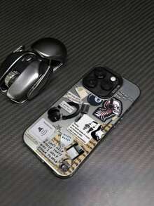 1pc Rock Music Element Pattern Phone Case, Shockproof Creative Matte Frosted Phone Cover, Holiday Gift For Kids, Compatible With IPhone 7/8/X/XS/XR/11/12/13/14/15/16 Pro Max, A33(5G)/A32(4G)/A52(5G 4G)/S20FE/S21FE/A14(4G 5G)/S23/S23 PLUS/S23 ULTRA/S23 FE/A55 5G/S24/S24 PLUS/S24 ULTRA/A05/A05, Fashionable And Durable Design - Multicolor - View 3