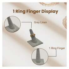 Box Grey Linen Jewelry Ring Finger Display2.12x2.12x2.37 Inches With Square Base - Ring Holder Organizerfor Selling Or Personal Use - Display Stands For Rings - Multicolor 774 - View 2