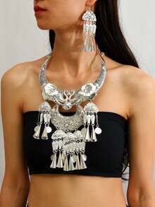 Dây chuyền hình voi châu Phi phong cách punk cổ điển với chuông và tua rua, dây chuyền choker nhiều lớp hình động vật đính đồng xu, phụ kiện cho tiệc tùng và trang phục thường ngày. - Loại bướm - Xem 3