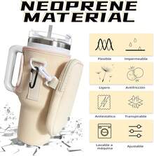 IRUEJFSR Bolsa Termo para Vasos , Bolsa accesorios  40 oz, adecu para deportes, picnic, desplazamientos (Beige) - negro - Ver 2