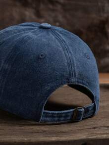1 pieza Gorra de béisbol azul desgastada para hombres (Patrón sin letras) - Azul Marino - Ver 3